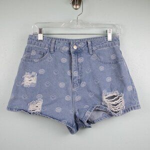 Le Lis smiley high waist jean shorts-M